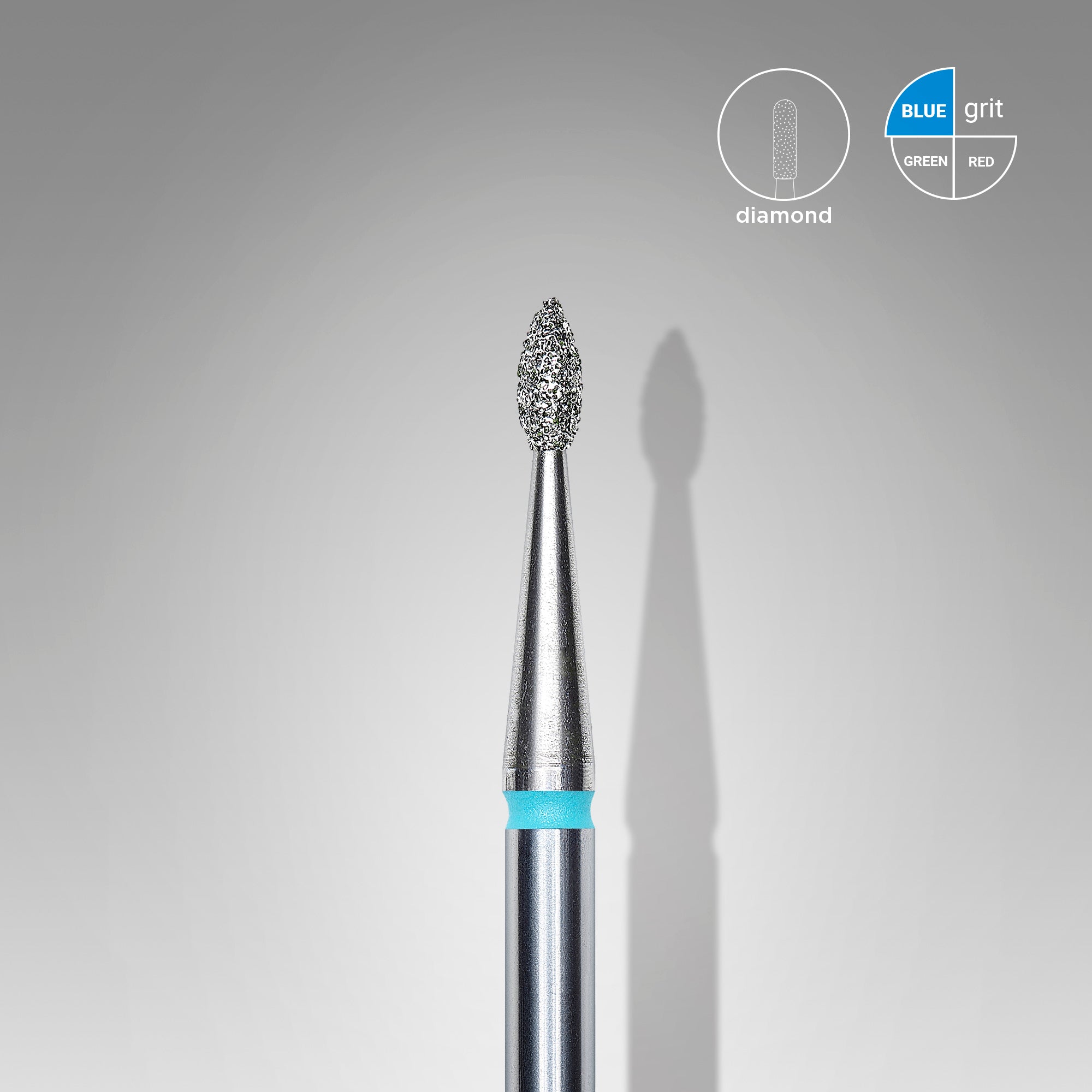 Diamond nail drill bit, "drop" , blue, head diameter 1.6 mm/ working part 4 mm image 0